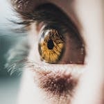 High-resolution close-up photo showcasing the intricate patterns of a hazel eye.